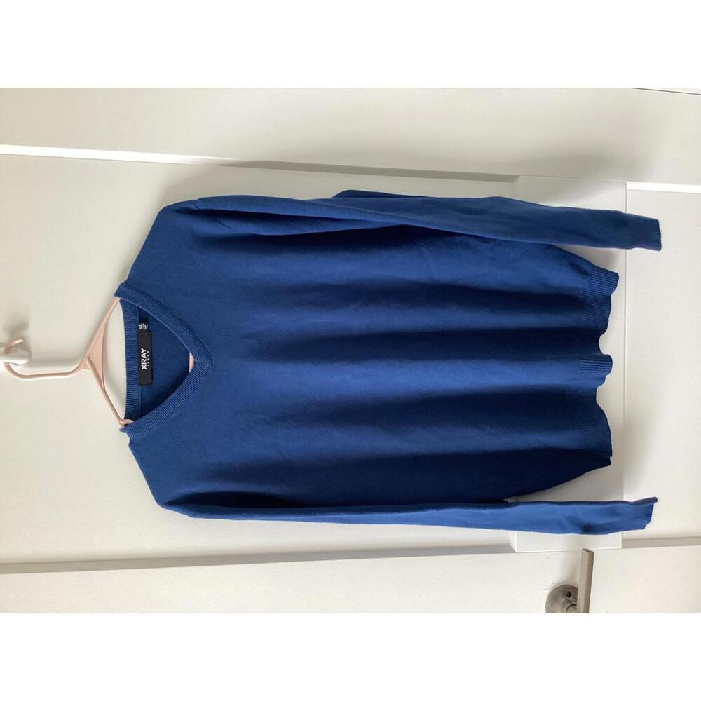 XRay Jeans Men’s XL Blue V-Neck Sweater Long Sleeve Lightweight Knit Pullover